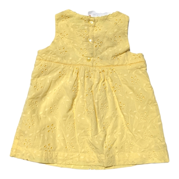 Gymboree Girls S 5-6 Yellow Broderie Anglaise Floral Button Back Blouse - Picture 3 of 6